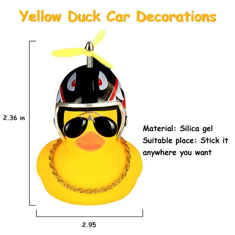 wonuu Rubber Duck Car Ornaments Yellow Duck Car Dashboard Decorations with Propeller Helmet (Shark) - Image 5